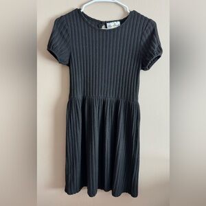 Rare Editions Black Ribbed Kids Girls Dress, Size 14